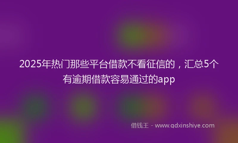 2025年热门那些平台借款不看征信的，汇总5个有逾期借款容易通过的app