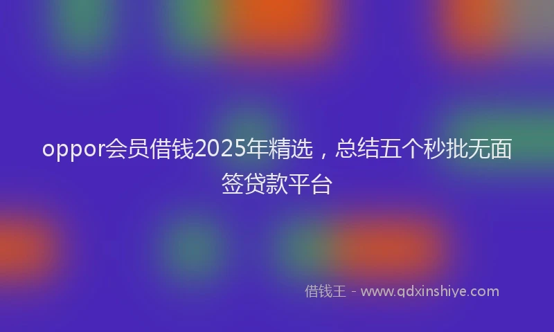 oppor会员借钱2025年精选，总结五个秒批无面签贷款平台