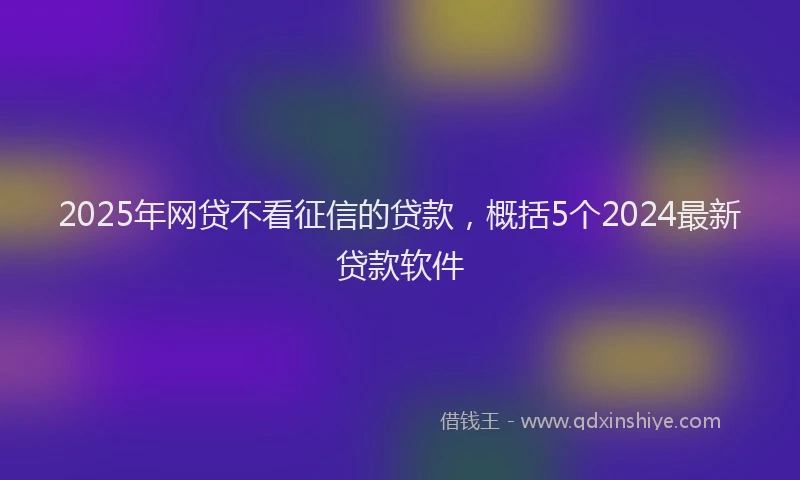 2025年网贷不看征信的贷款，概括5个2024最新贷款软件