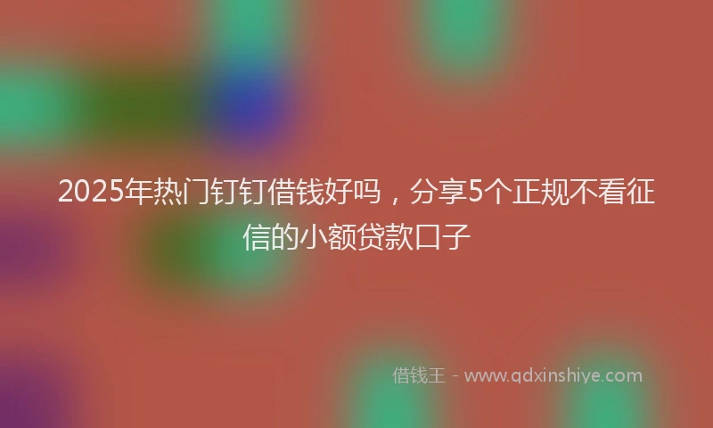 2025年热门钉钉借钱好吗，分享5个正规不看征信的小额贷款口子