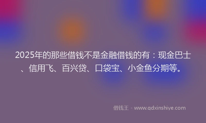 2025年的那些借钱不是金融借钱的有：现金巴士、信用飞、百兴贷、口袋宝、小金鱼分期等。