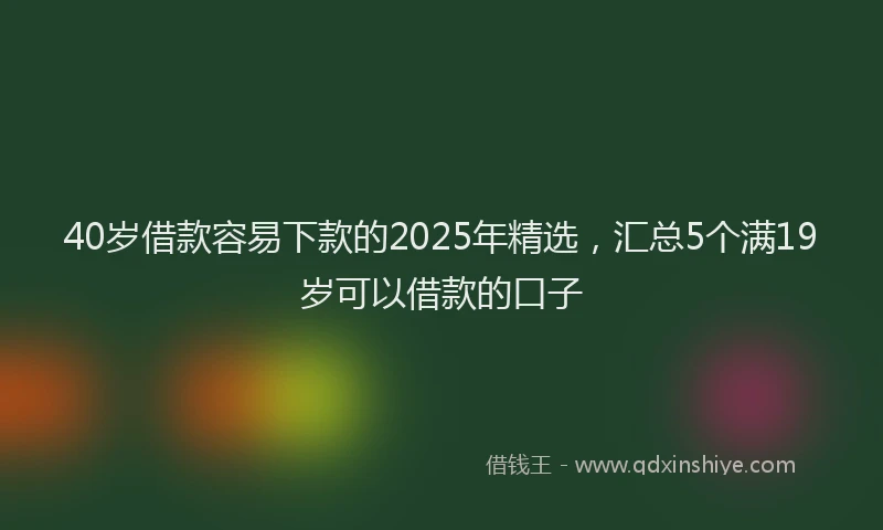 40岁借款容易下款的2025年精选，汇总5个满19岁可以借款的口子