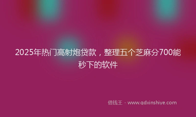 2025年热门高射炮贷款，整理五个芝麻分700能秒下的软件