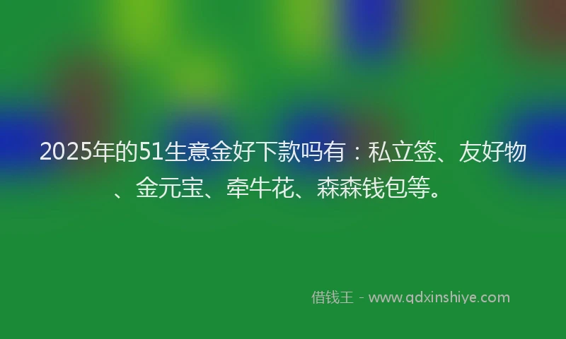 2025年的51生意金好下款吗有：私立签、友好物、金元宝、牵牛花、森森钱包等。