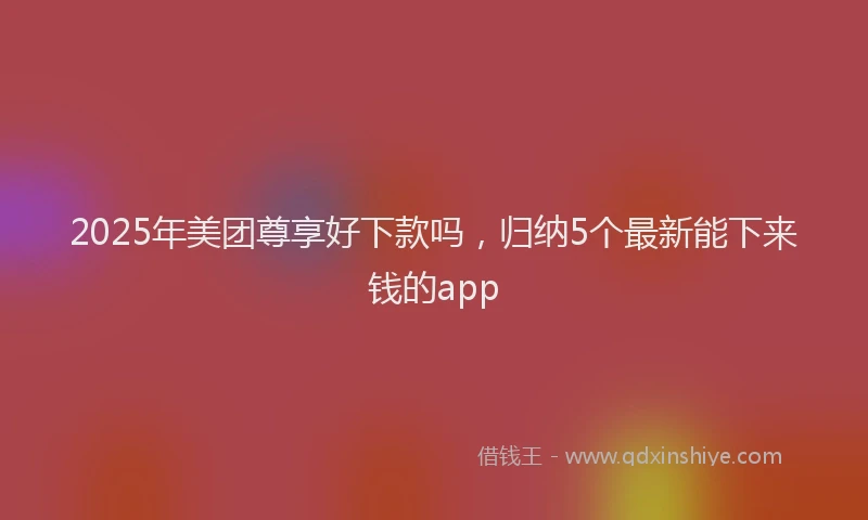 2025年美团尊享好下款吗，归纳5个最新能下来钱的app