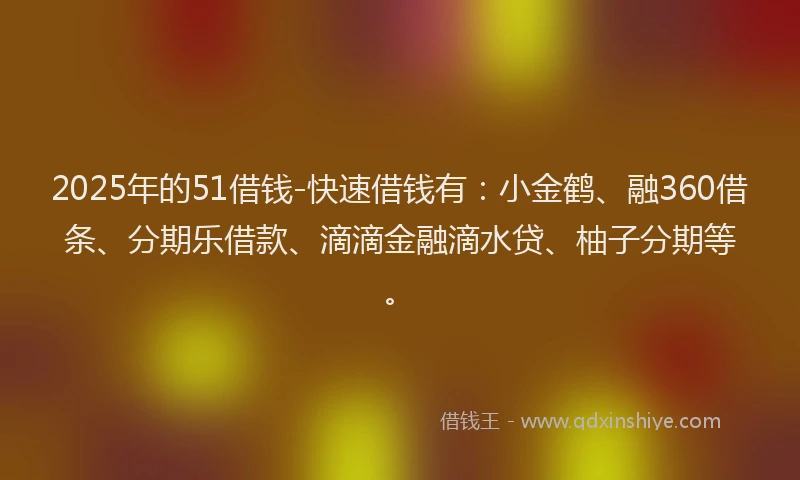 2025年的51借钱-快速借钱有:小金鹤、融360借条、分期乐借款、滴滴金融滴水贷、柚子分期等。