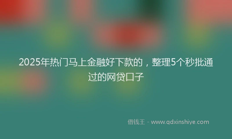 2025年热门马上金融好下款的，整理5个秒批通过的网贷口子