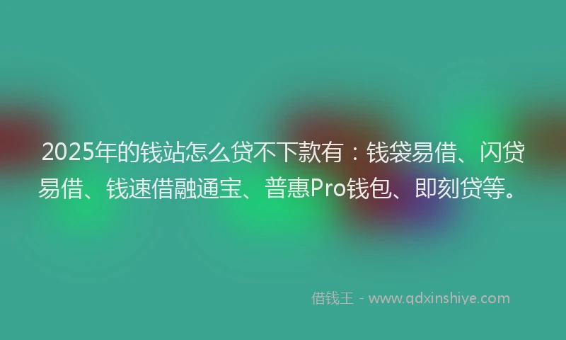 2025年的钱站怎么贷不下款有：钱袋易借、闪贷易借、钱速借融通宝、普惠Pro钱包、即刻贷等。
