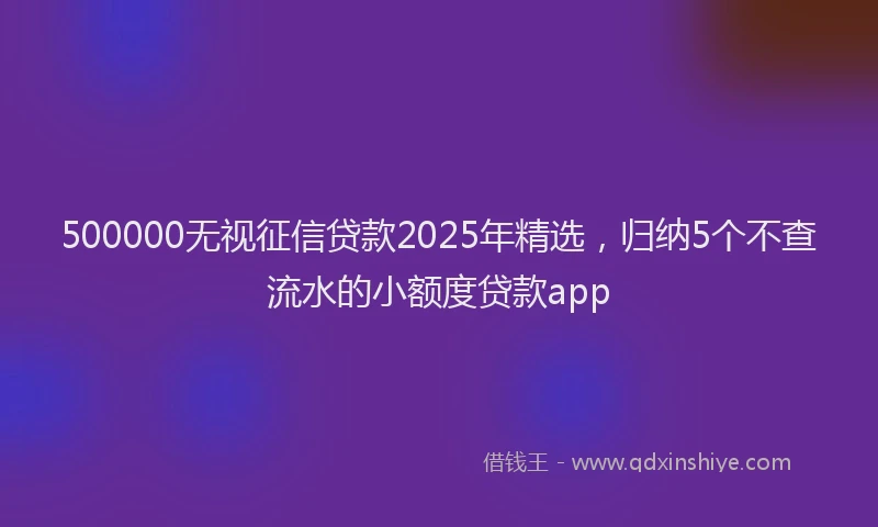500000无视征信贷款2025年精选，归纳5个不查流水的小额度贷款app