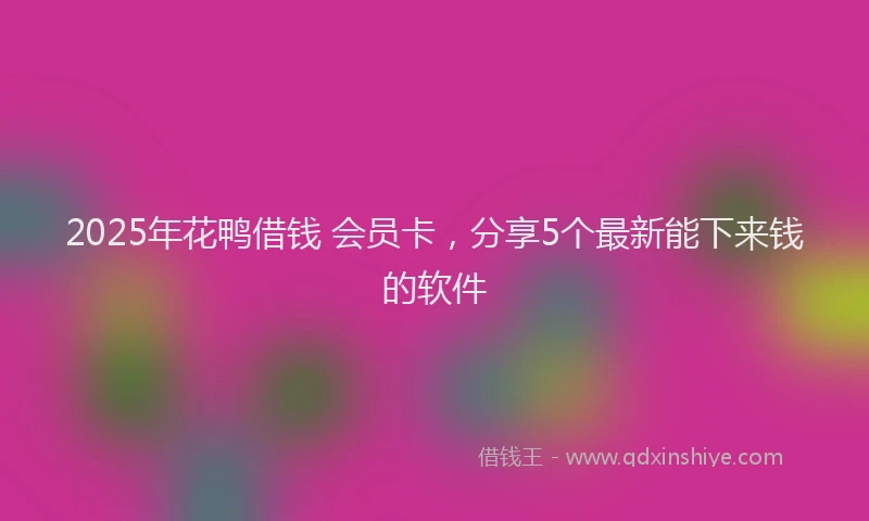 2025年花鸭借钱 会员卡，分享5个最新能下来钱的软件