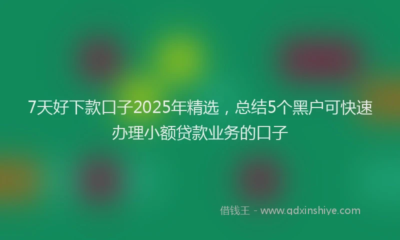7天好下款口子2025年精选，总结5个黑户可快速办理小额贷款业务的口子