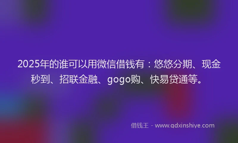 2025年的谁可以用微信借钱有：悠悠分期、现金秒到、招联金融、gogo购、快易贷通等。