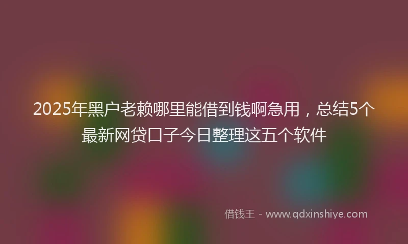 2025年黑户老赖哪里能借到钱啊急用，总结5个最新网贷口子今日整理这五个软件