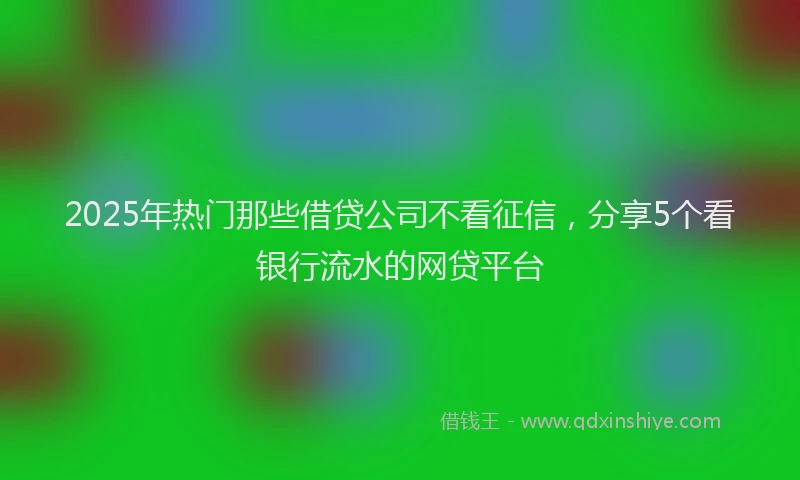 2025年热门那些借贷公司不看征信，分享5个看银行流水的网贷平台