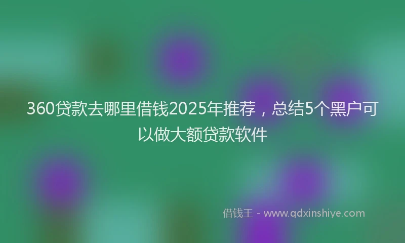360贷款去哪里借钱2025年推荐，总结5个黑户可以做大额贷款软件
