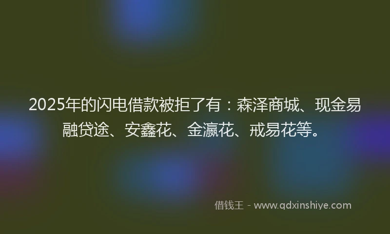 2025年的闪电借款被拒了有：森泽商城、现金易融贷途、安鑫花、金瀛花、戒易花等。