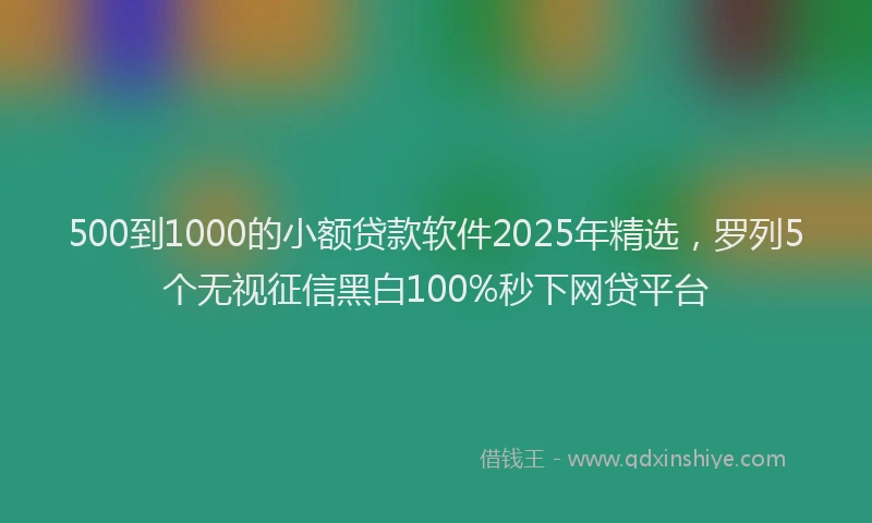 500到1000的小额贷款软件2025年精选，罗列5个无视征信黑白100%秒下网贷平台