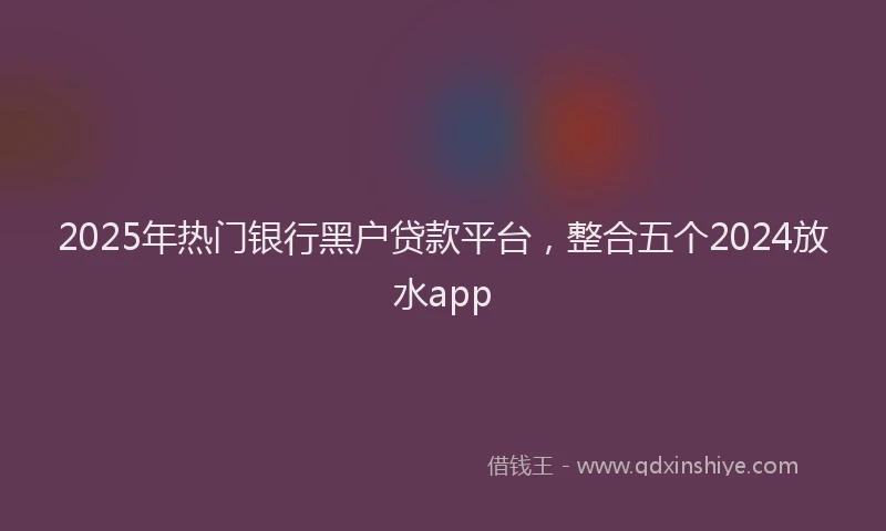 2025年热门银行黑户贷款平台,整合五个2024放水app