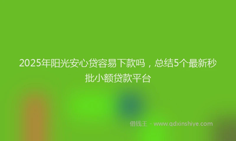 2025年阳光安心贷容易下款吗，总结5个最新秒批小额贷款平台