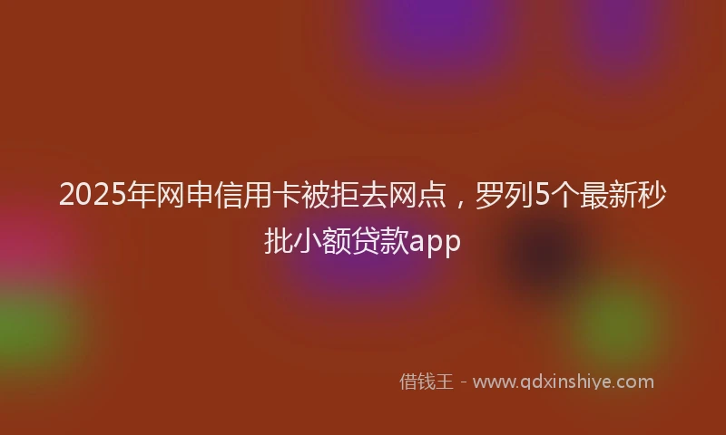 2025年网申信用卡被拒去网点，罗列5个最新秒批小额贷款app