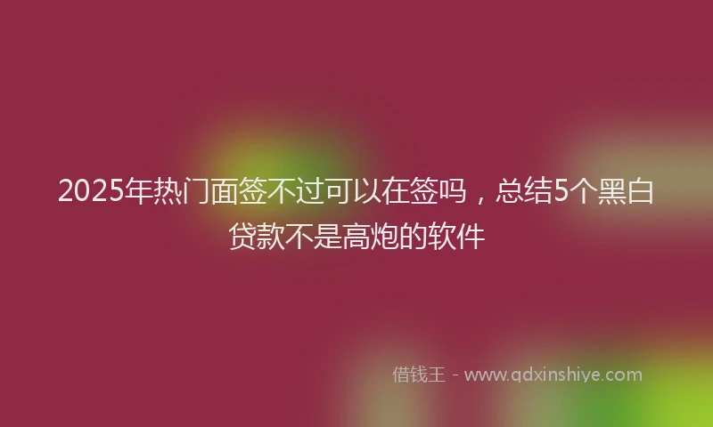 2025年热门面签不过可以在签吗,总结5个黑白贷款不是高炮的软件