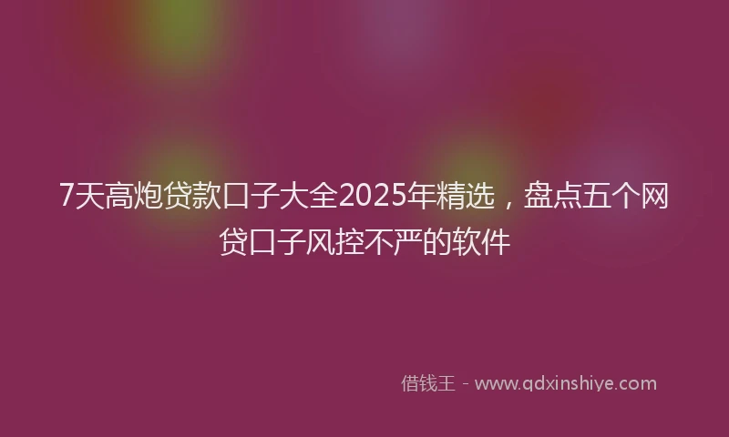7天高炮贷款口子大全2025年精选，盘点五个网贷口子风控不严的软件