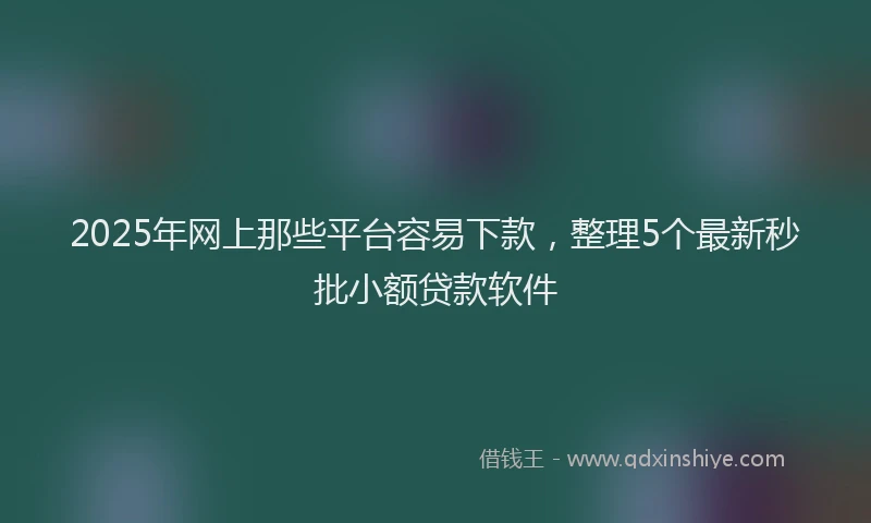 2025年网上那些平台容易下款，整理5个最新秒批小额贷款软件