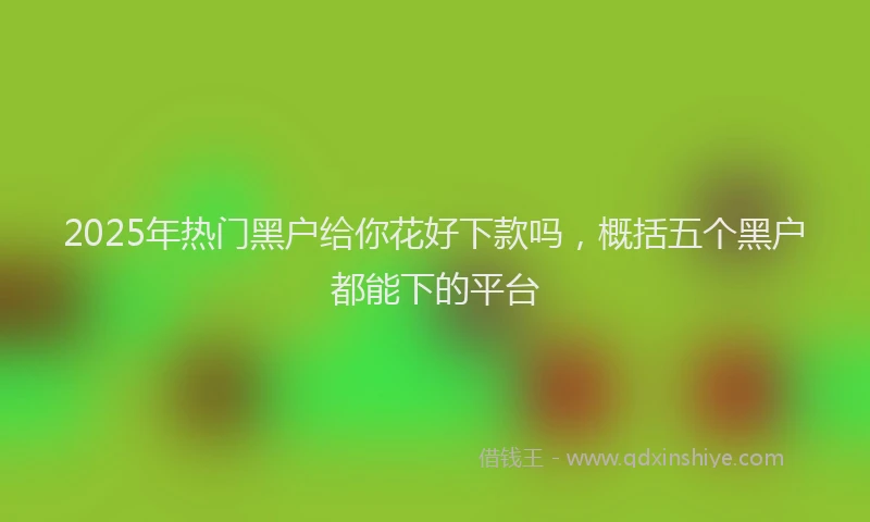 2025年热门黑户给你花好下款吗，概括五个黑户都能下的平台