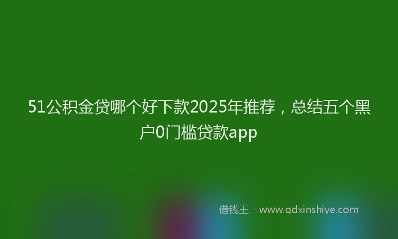 51公积金贷哪个好下款2025年推荐，总结五个黑户0门槛贷款app