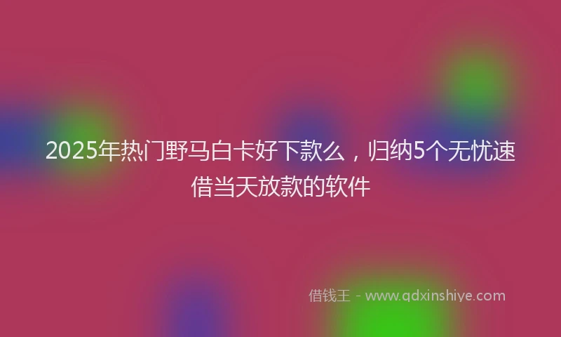 2025年热门野马白卡好下款么，归纳5个无忧速借当天放款的软件
