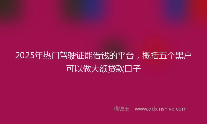 2025年热门驾驶证能借钱的平台，概括五个黑户可以做大额贷款口子