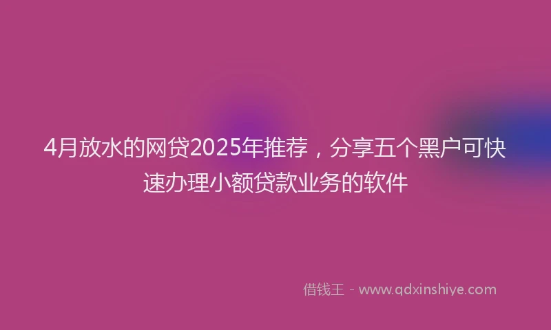 4月放水的网贷2025年推荐，分享五个黑户可快速办理小额贷款业务的软件