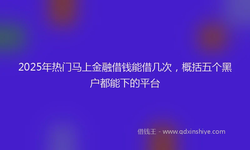 2025年热门马上金融借钱能借几次，概括五个黑户都能下的平台