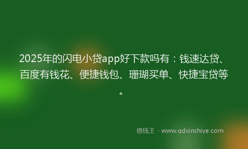 2025年的闪电小贷app好下款吗有：钱速达贷、百度有钱花、便捷钱包、珊瑚买单、快捷宝贷等。