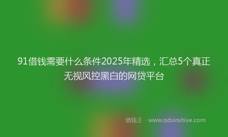 91借钱需要什么条件2025年精选，汇总5个真正无视风控黑白的网贷平台
