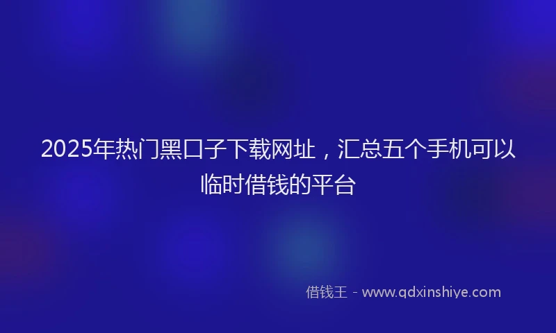 2025年热门黑口子下载网址,汇总五个手机可以临时借钱的平台