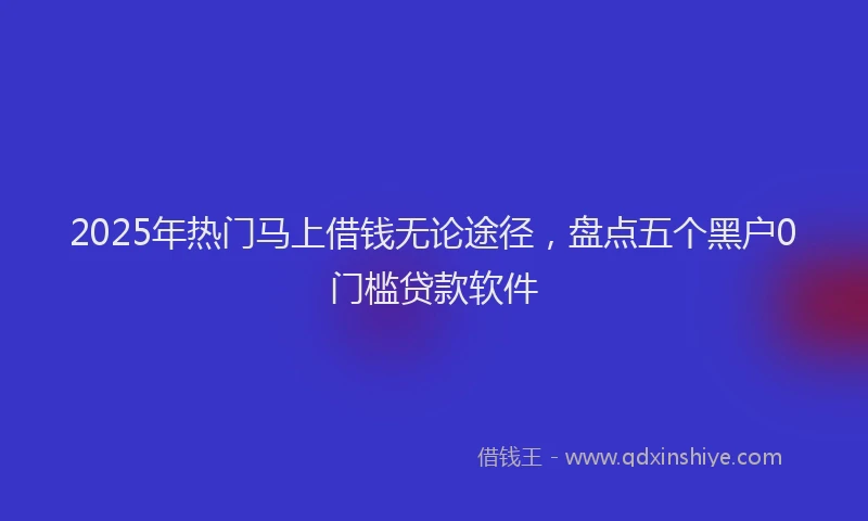 2025年热门马上借钱无论途径,盘点五个黑户0门槛贷款软件