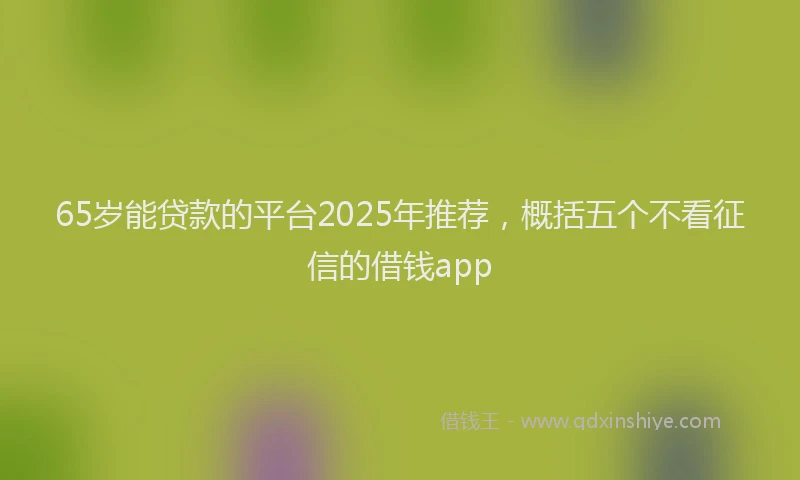 65岁能贷款的平台2025年推荐，概括五个不看征信的借钱app
