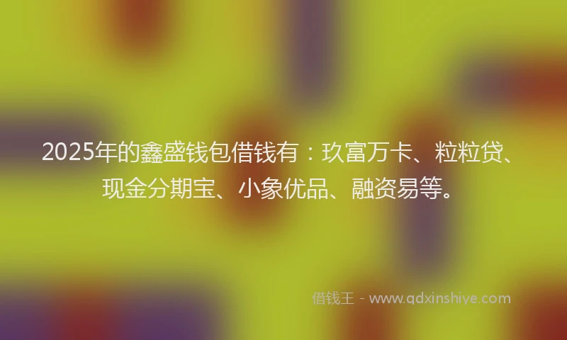2025年的鑫盛钱包借钱有：玖富万卡、粒粒贷、现金分期宝、小象优品、融资易等。