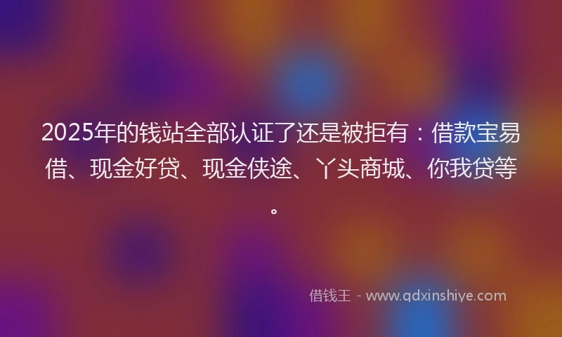 2025年的钱站全部认证了还是被拒有:借款宝易借、现金好贷、现金侠途、丫头商城、你我贷等。