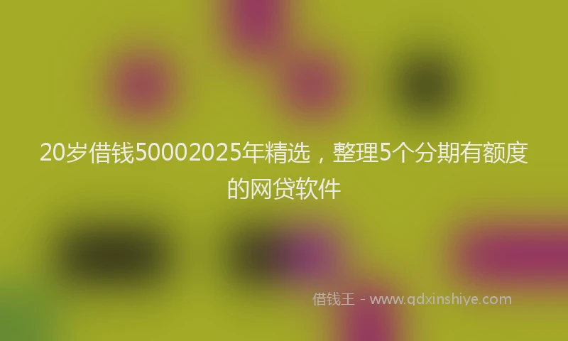 20岁借钱50002025年精选，整理5个分期有额度的网贷软件