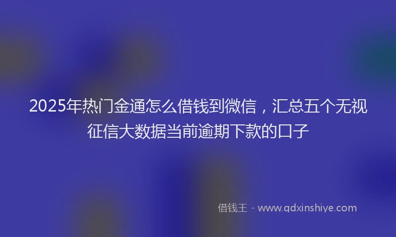 2025年热门金通怎么借钱到微信，汇总五个无视征信大数据当前逾期下款的口子