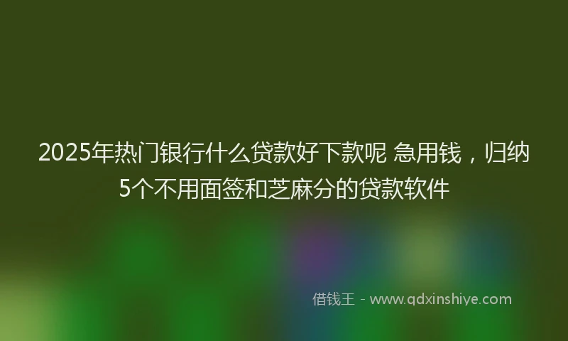 2025年热门银行什么贷款好下款呢 急用钱，归纳5个不用面签和芝麻分的贷款软件