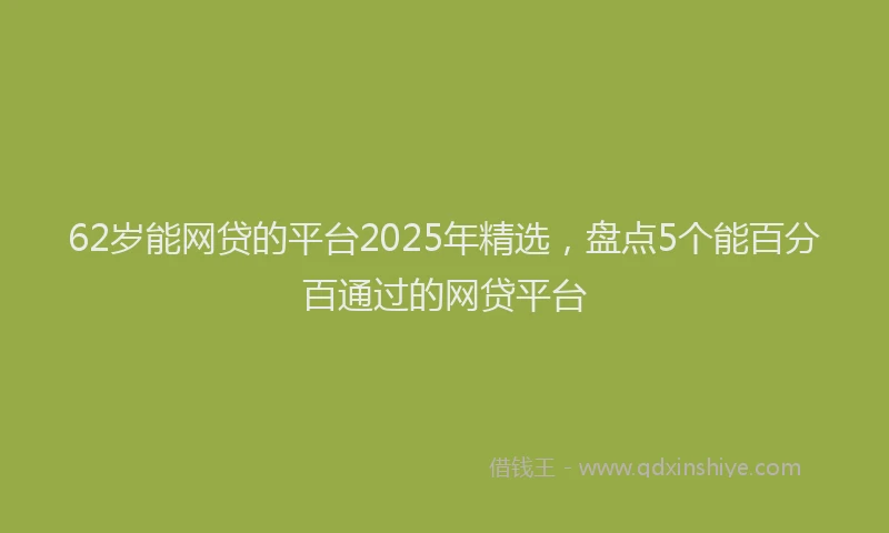 62岁能网贷的平台2025年精选，盘点5个能百分百通过的网贷平台