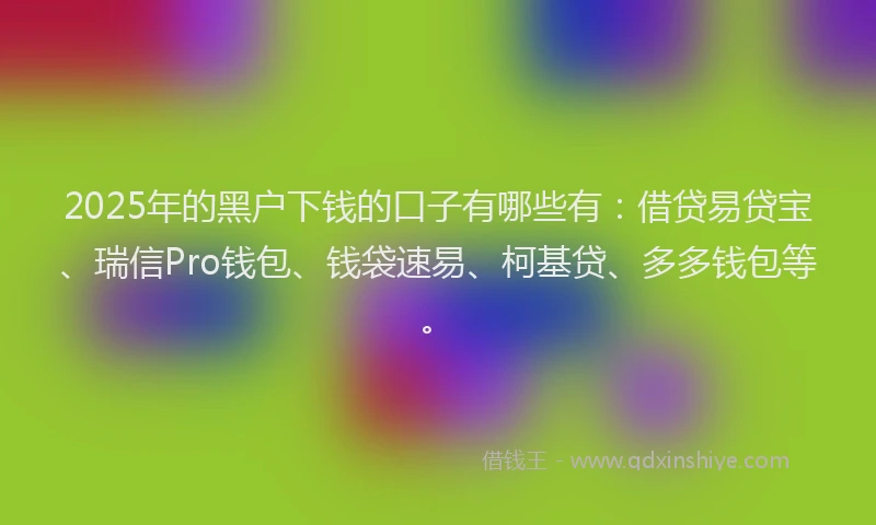 2025年的黑户下钱的口子有哪些有：借贷易贷宝、瑞信Pro钱包、钱袋速易、柯基贷、多多钱包等。