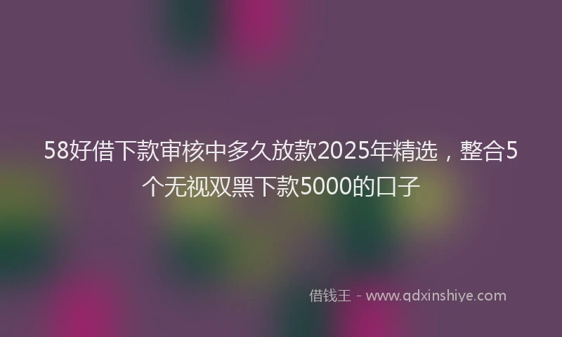 58好借下款审核中多久放款2025年精选，整合5个无视双黑下款5000的口子