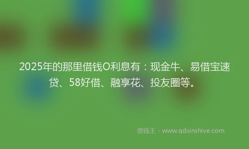 2025年的那里借钱O利息有：现金牛、易借宝速贷、58好借、融享花、投友圈等。