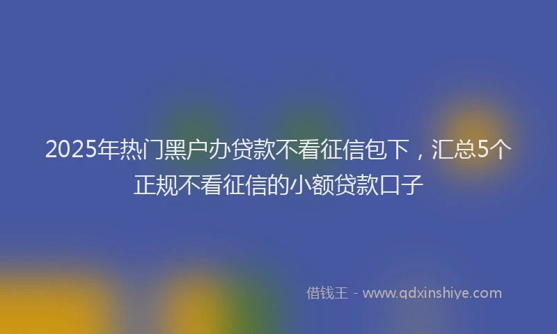 2025年热门黑户办贷款不看征信包下，汇总5个正规不看征信的小额贷款口子
