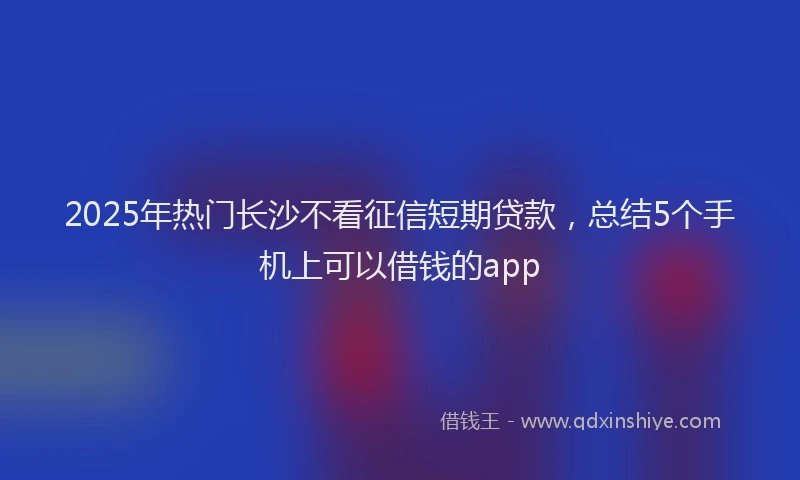 2025年热门长沙不看征信短期贷款，总结5个手机上可以借钱的app