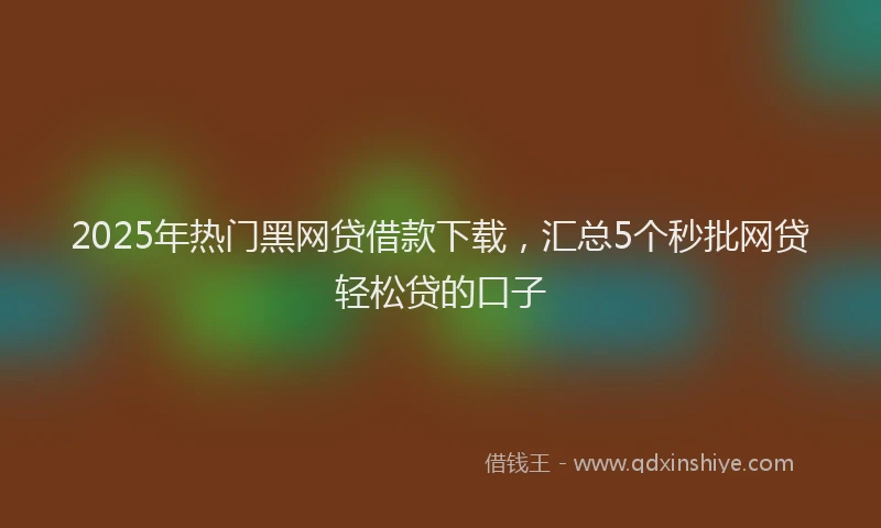 2025年热门黑网贷借款下载，汇总5个秒批网贷轻松贷的口子